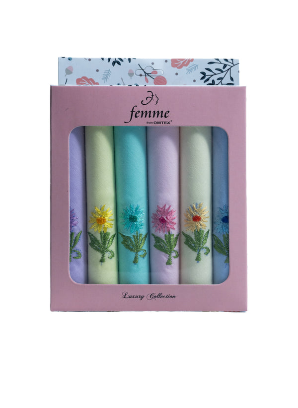 1244-FLORET-FILLE-6 PCS.SET-L/EMBROIDERY